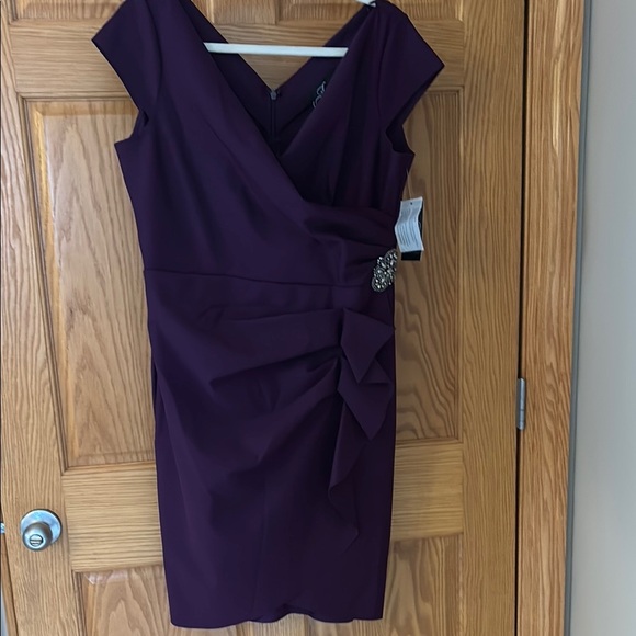 NWT Alex Evenings Plum Purple Embellished Dress 14 - Picture 2 of 6